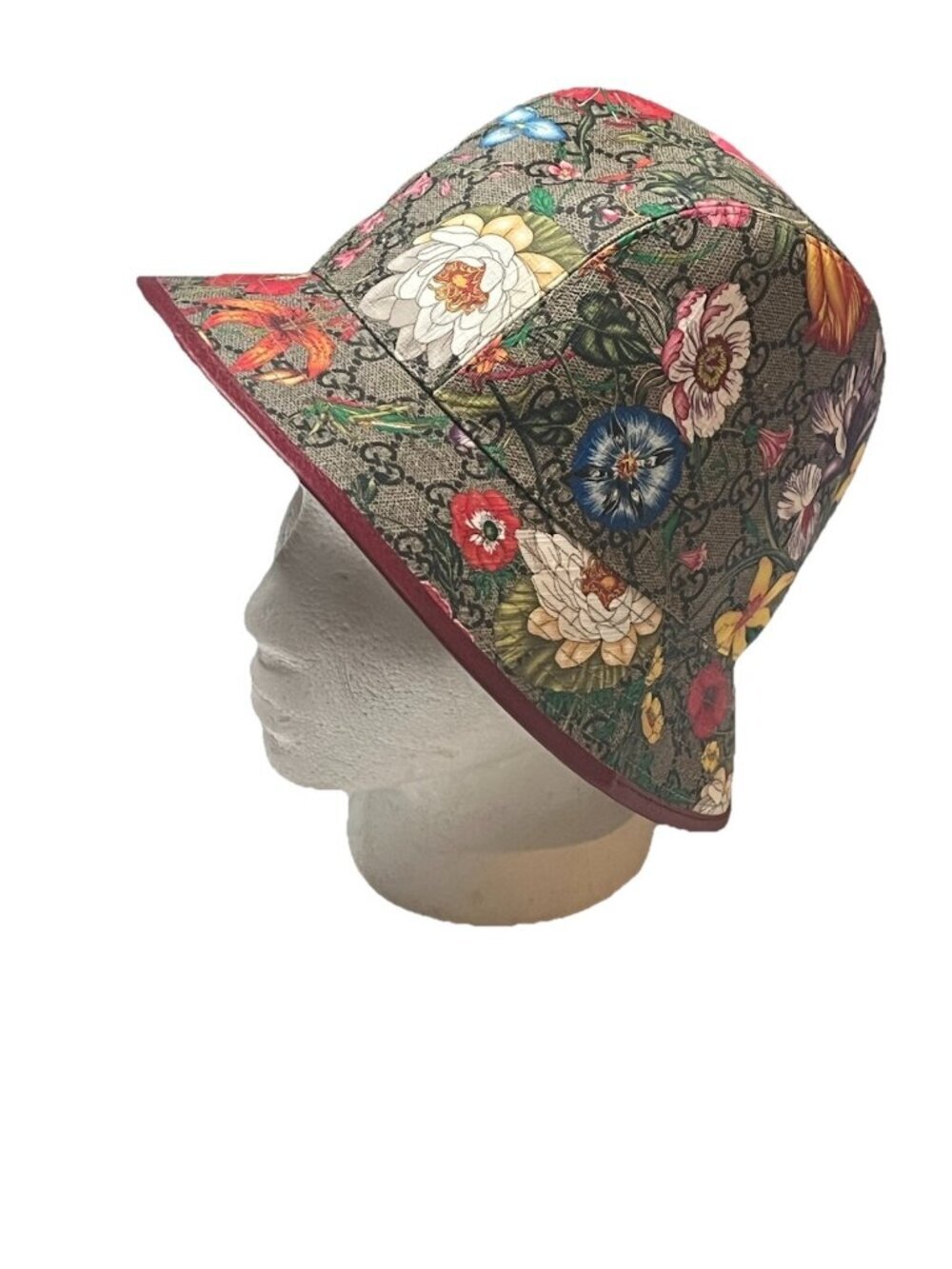Auth. Gucci GG Flora Supreme Fedora Hat Floral Monogram Sz S 56cm Box Dust Bag